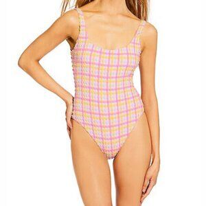NWT Smocked Plaid One-Piece Swimsuit – Pink & Yellow – $74 Retail
